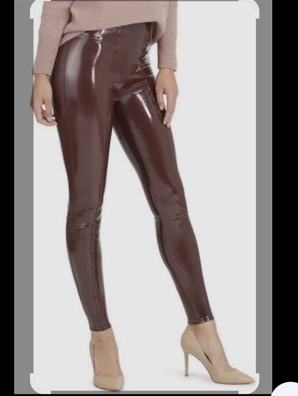 Spanx High-Waist Faux Leather Leggings in Deep Burgundy size XL Tall New